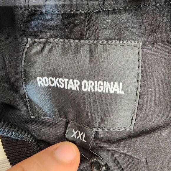 Rockstar Original Women's XL Rena Black Cropped Tapestry Varsity Jacket Button-u - Picture 6 of 12